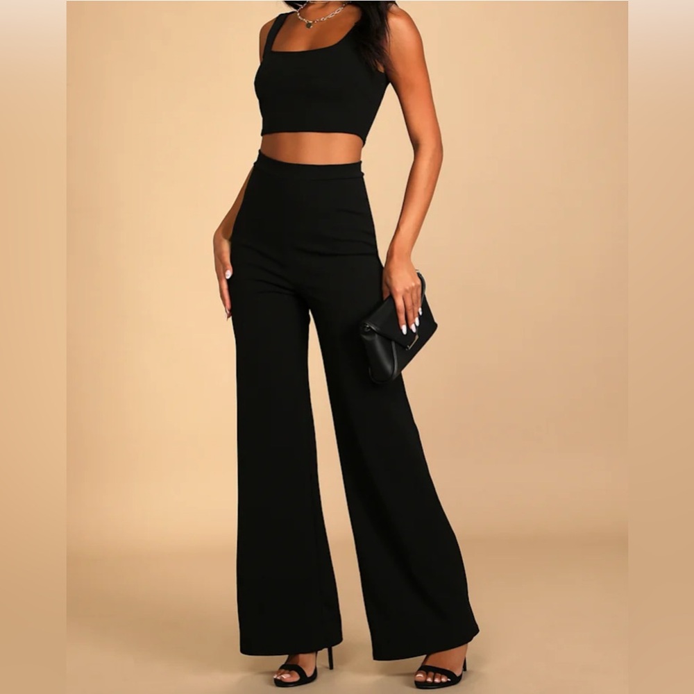 Lulu's Classic Black Wide Leg Jumpsuit